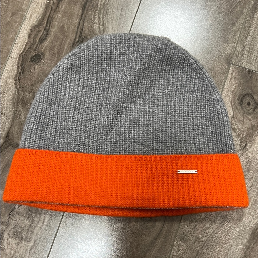 🔥🔥Diesel Orange and Gray Knit Cashmere Beanie Made in Italy